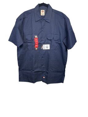 Dickies Mens Short Sleeve Work Shirt Navy Size L Original Fit Durable